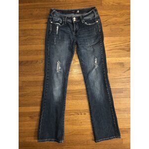 Vigoss Women's Bootcut Distressed & Faded Jeans Size 3/4 Embroidered Pockets